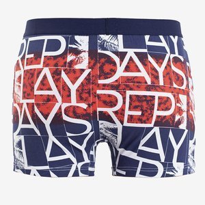 Navy blue and red men's boxer shorts with inscriptions - Underwear