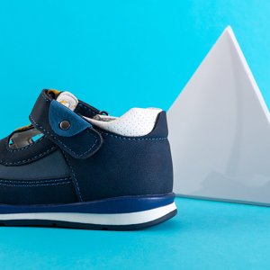Navy blue boys 'shoes with yellow inserts Bartnie - Footwear