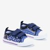 Navy blue children's sneakers with Jacura hearts - Footwear