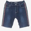 Navy blue denim shorts with stripes - Clothing