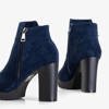 Navy blue women's boots with a decorative Tantana zipper - Footwear