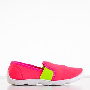 Neon pink women's woven sneakers slip on Molara - footwear