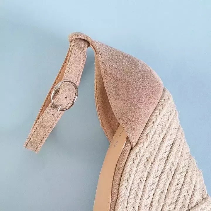 OUTLET Beige women's platform sandals by Meylasi- Footwear