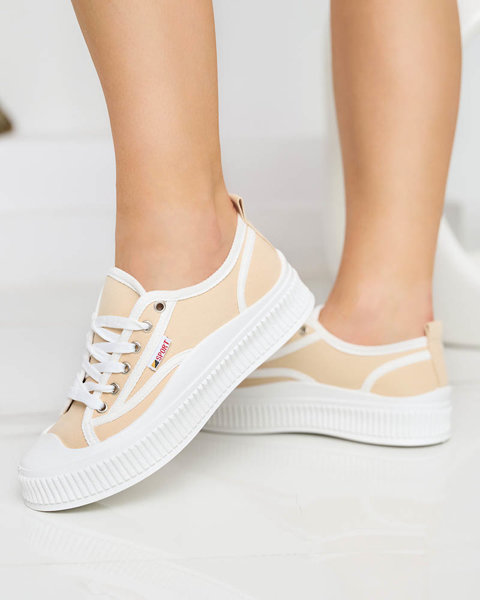OUTLET Beige women's sneakers Scola-Shoes