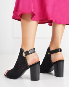 OUTLET Black openwork women's sandals on a post Kholi - Footwear