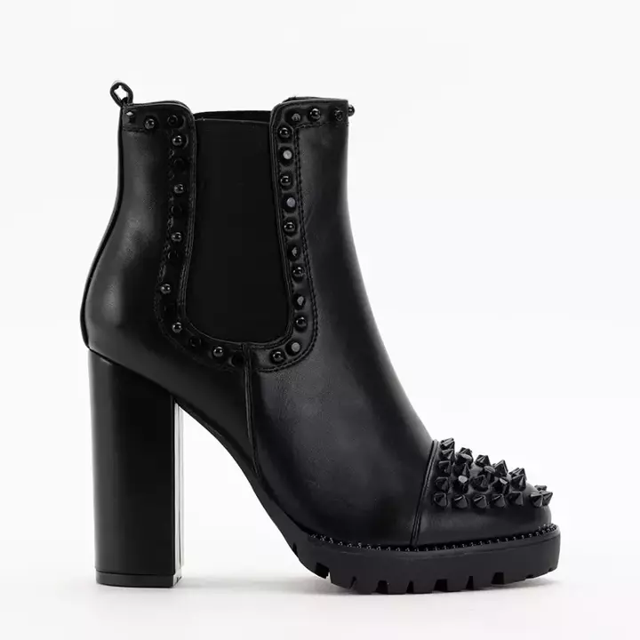 OUTLET Black women's boots on a stiletto with studs Landra - Footwear