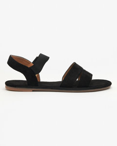 OUTLET Black women's eco-suede flat sandals Nerina - Shoes