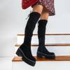 OUTLET Black women's eco-suede over-the-knee boots Silvana - Shoes