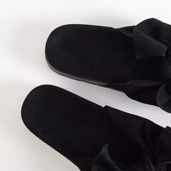 OUTLET Black women's eco-suede slippers with a Merisa bow - Footwear
