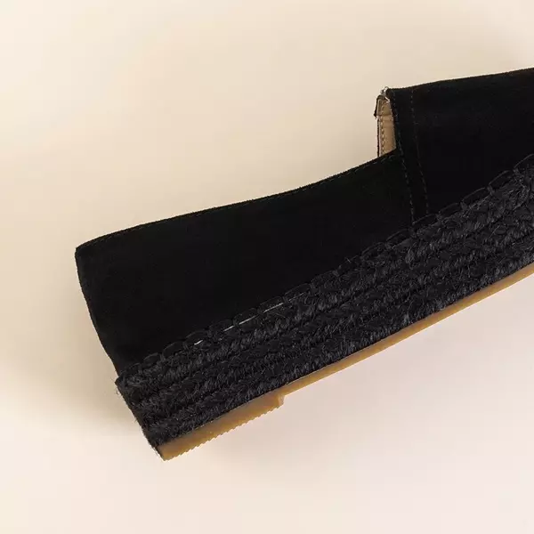 OUTLET Black women's espadrilles on the platform with cubic zirconia Asira - Shoes