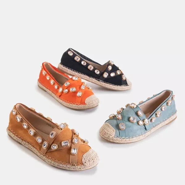 OUTLET Black women's espadrilles with Wamba crystals - Footwear