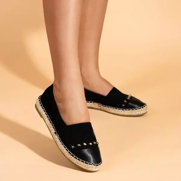 OUTLET Black women's espadrilles with stars Fraus - Footwear