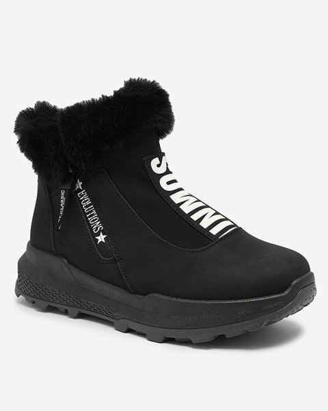 OUTLET Black women's insulated boots with fur Scherr- Footwear