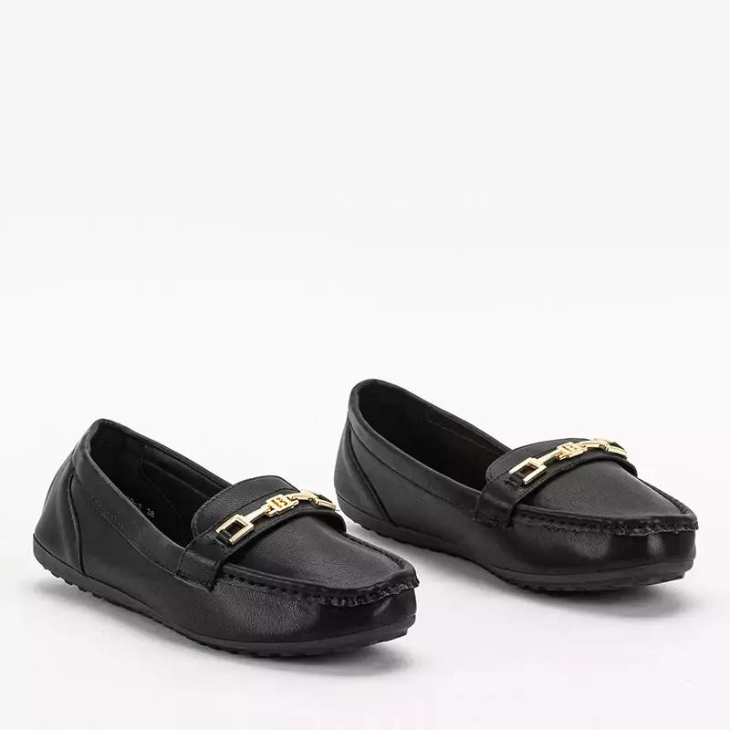 OUTLET Black women's moccasins with embellishment on the nose Okeri - Footwear