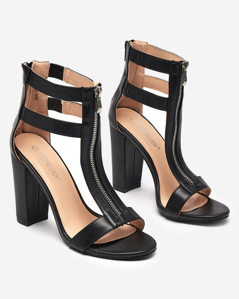 OUTLET Black women's sandals on a higher post Somatu - Footwear