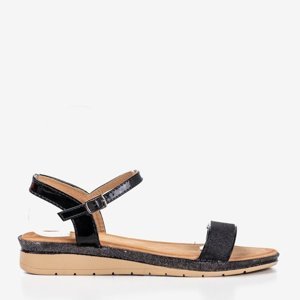 OUTLET Black women's sandals on the low wedge Lisia - Shoes