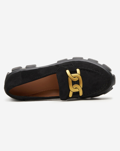 OUTLET Black women's shoes with a gold ornament Mukise - Footwear