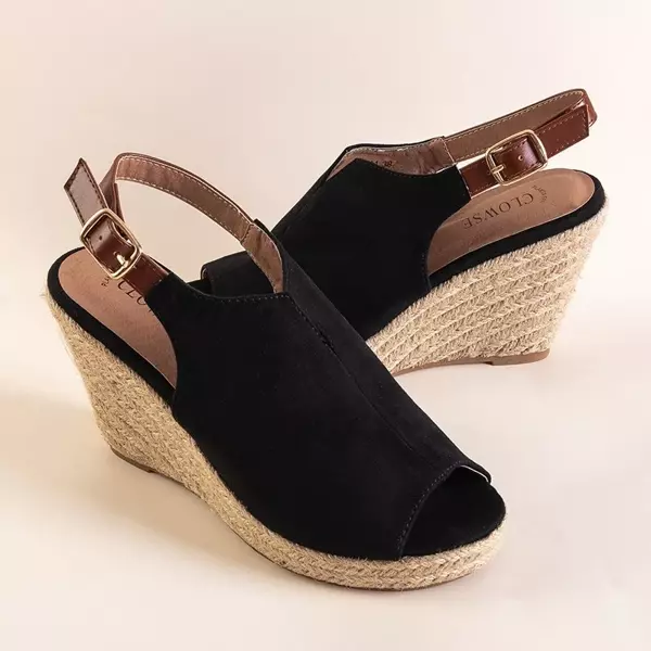 OUTLET Black women's wedge sandals Clowse - Shoes