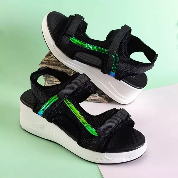 OUTLET Black women's wedge sandals Uwen - Shoes