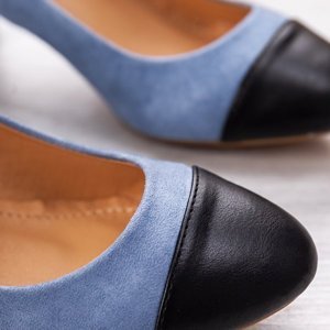 OUTLET Blue pumps with a black toe by Rudolfina - Footwear