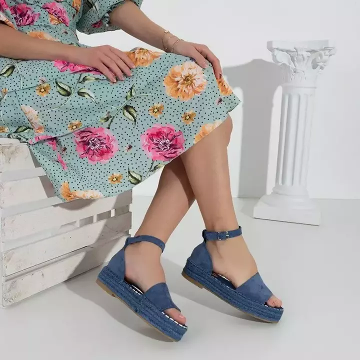 OUTLET Blue women's platform sandals Sitra - Footwear