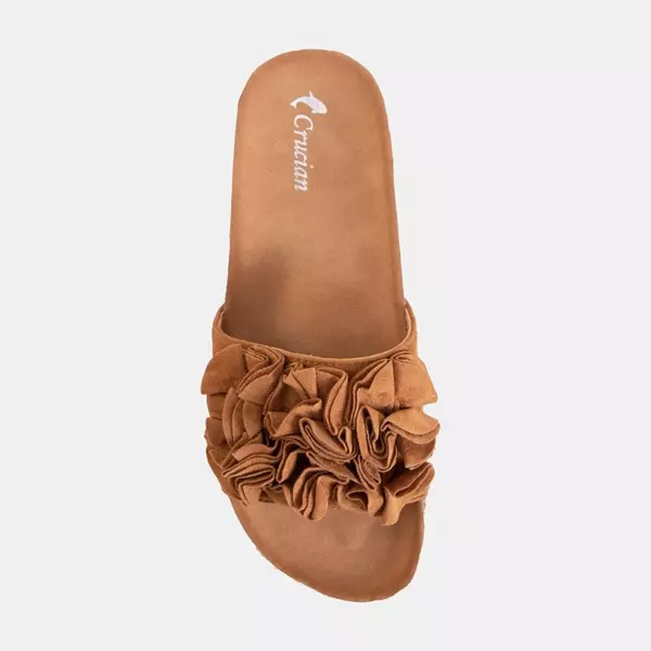 OUTLET Brown women's platform flip-flops Kalisa - Footwear
