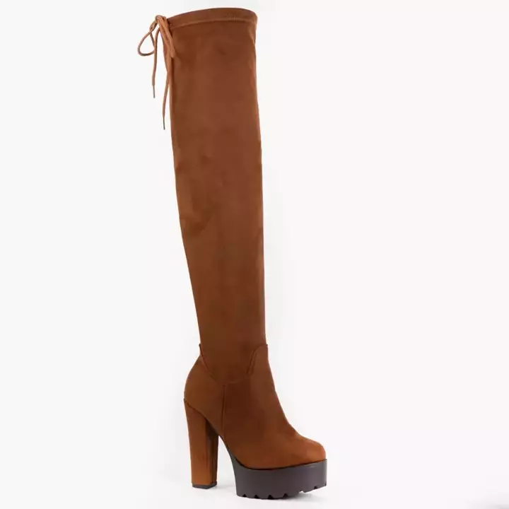 OUTLET Camel high-heeled over-the-knee boots Numi - Footwear