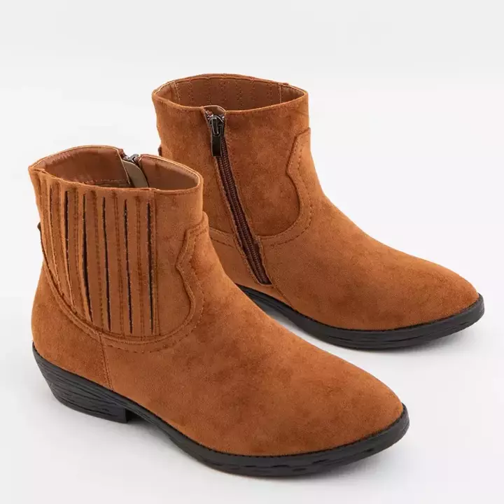 OUTLET Camel suede boots a'la cowboy boots Krif- Footwear