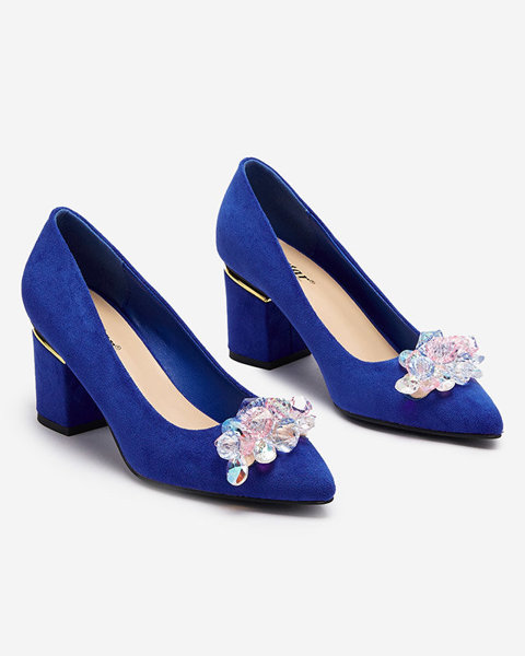 OUTLET Cobalt women's pumps with colorful crystals Xitas - Footwear