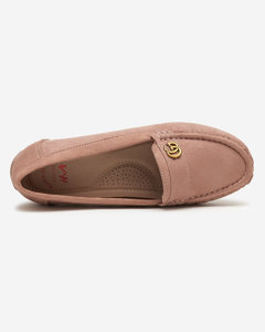 OUTLET Dark pink women's moccasins on a low, covered wedge Lemira - Shoes