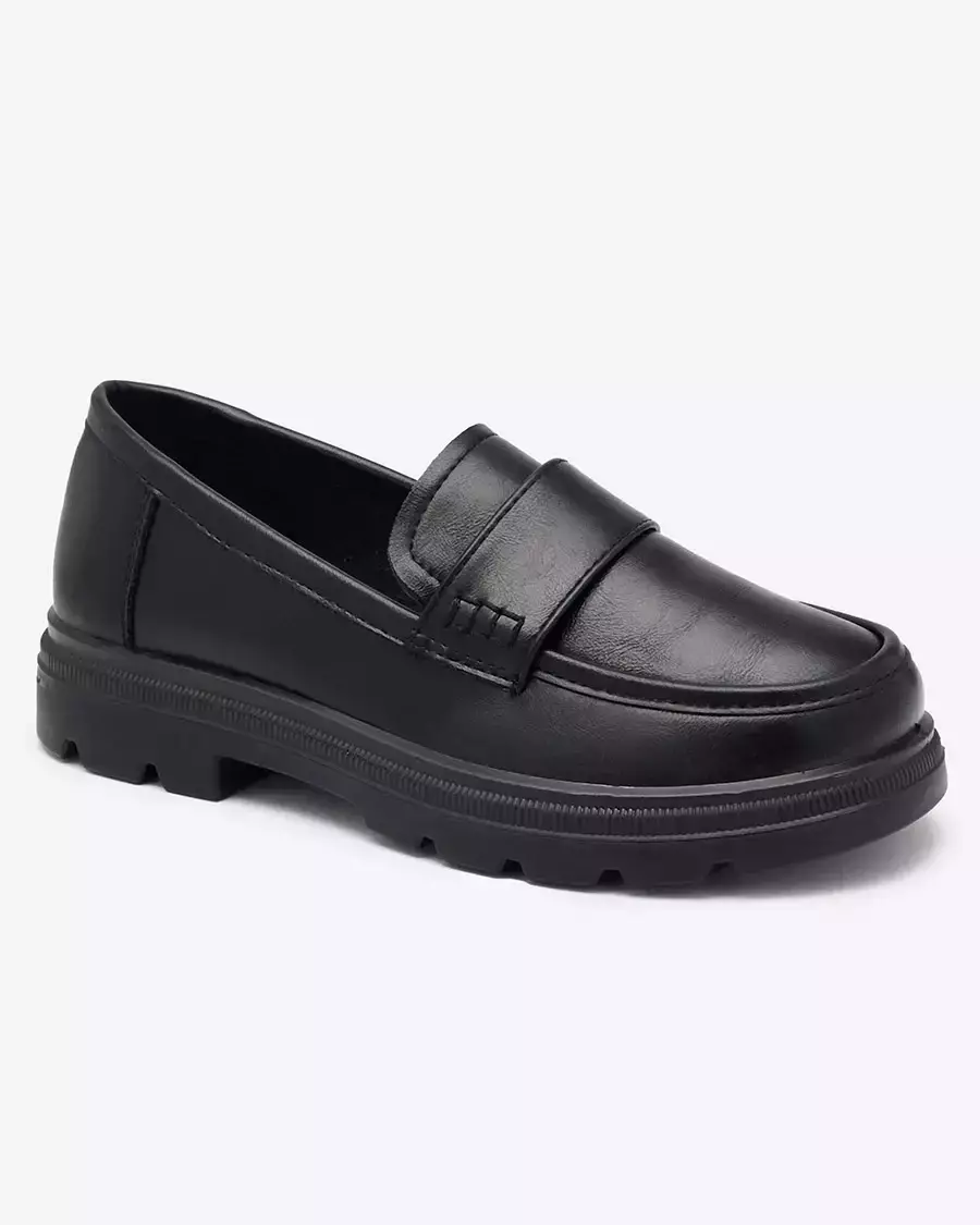 OUTLET Eco leather black moccasins for women Raffive - Footwear