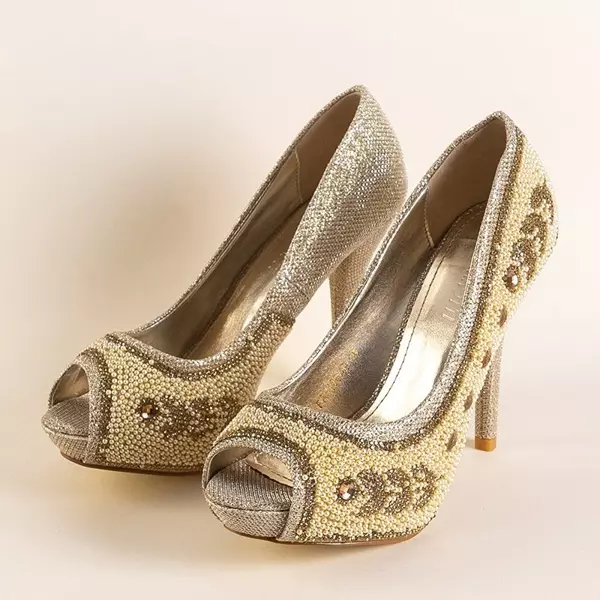 OUTLET Gold shiny pumps on a stiletto heel Marni - Footwear