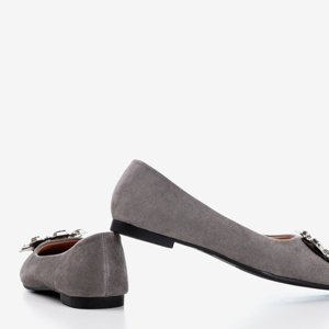 OUTLET Gray ballerinas with a decorative Vizerd buckle - Shoes