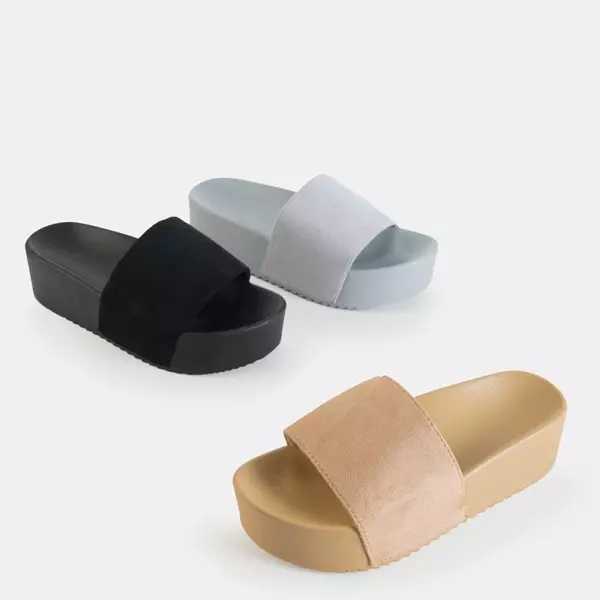 OUTLET Gray women's slippers on a high platform Patti - Footwear