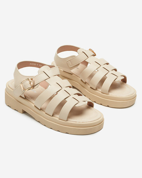 OUTLET Ladies' beige sandals on a thicker sole Gacino - Footwear