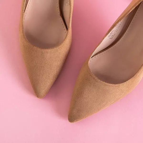 OUTLET Light brown women's pumps on a high heel Zarila - Footwear