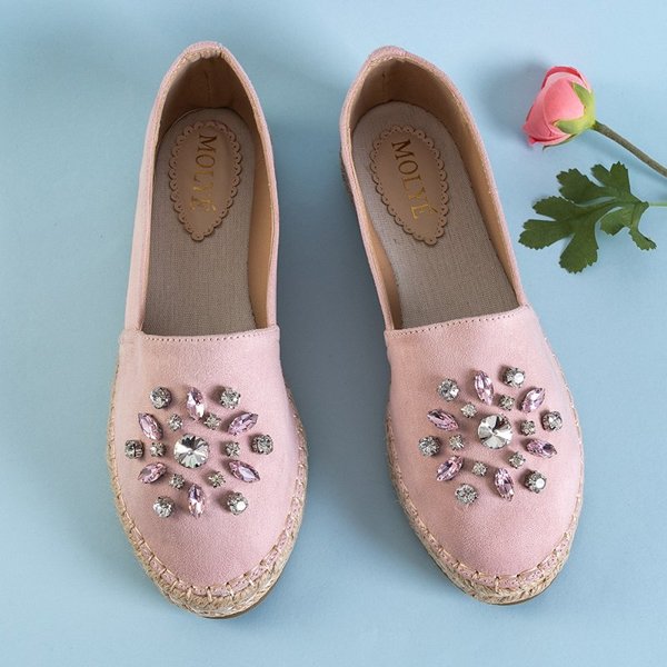 OUTLET Light pink women's espadrilles with Lucila decorations - Shoes