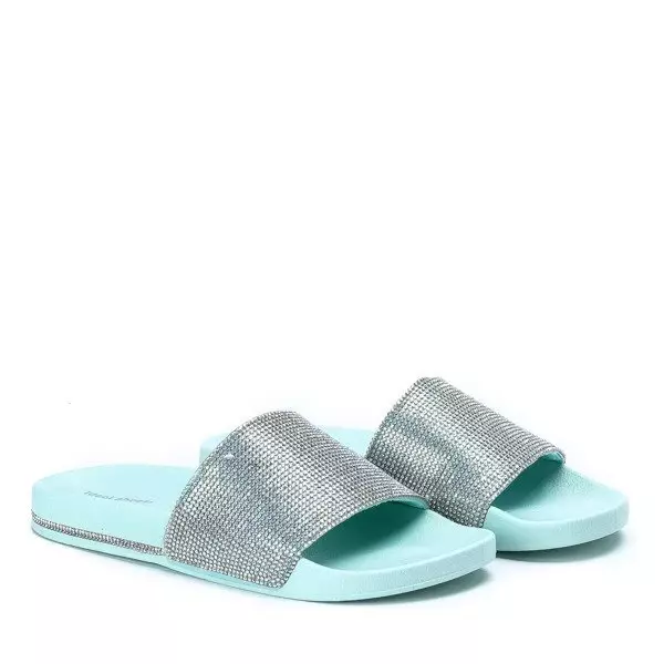 OUTLET Mint slippers with cubic zirconia Clara - Footwear