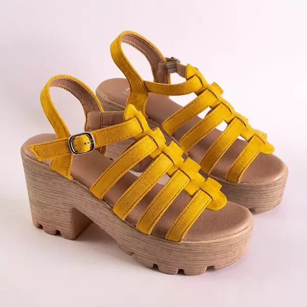 OUTLET Mustard women's high-heeled sandals Tamianka - Footwear