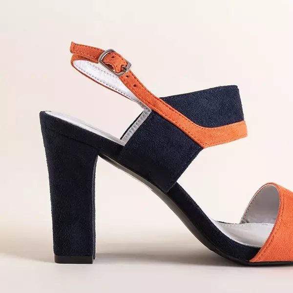 OUTLET Navy blue and orange women's sandals Tiffan - Footwear