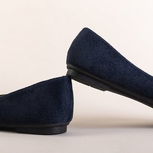 OUTLET Navy blue women's moccasins with cubic zirconias Felisa - Footwear