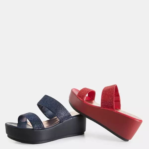 OUTLET Navy blue women's wedge sandals Andarina - Shoes