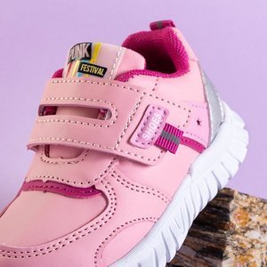 OUTLET Pink children's sports shoes with fuchsia inserts Nelina - Footwear