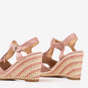 OUTLET Pink women's sandals with Odina fringes - Footwear