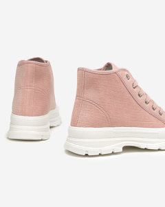 OUTLET Pink women's striped high sneakers Somali- Footwear