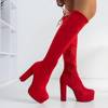 OUTLET Red high-heeled knee boots by Fagida - Shoes