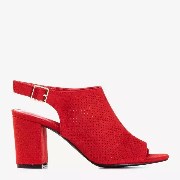 OUTLET Red openwork sandals on a higher post Solana - Footwear