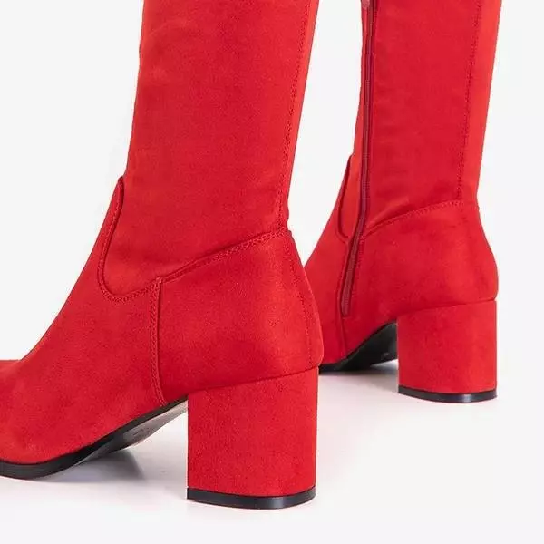 OUTLET Red women's boots over the knee Elvina- Shoes