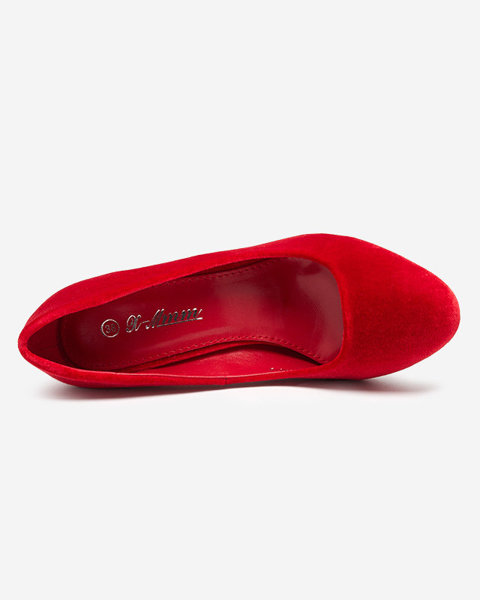 OUTLET Red women's pumps on the Scultu post - Footwear
