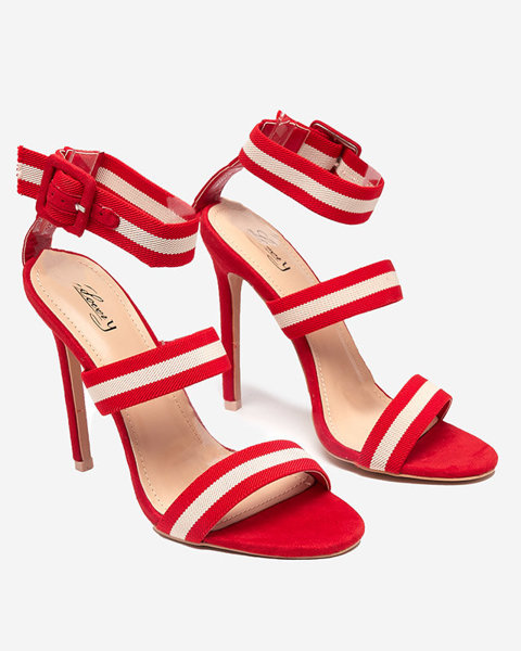 OUTLET Red women's sandals on a high heel Miso-Shoes